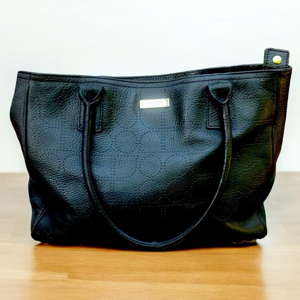 Kate Spade Noel Rue Leather Tote Shoulder Bag Black Purse